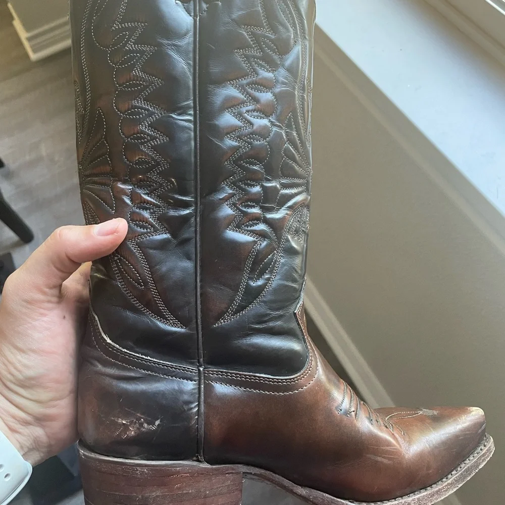 Buffalo David Bitton Brown Leather Western Cowboy Boots - Picture 16 of 16